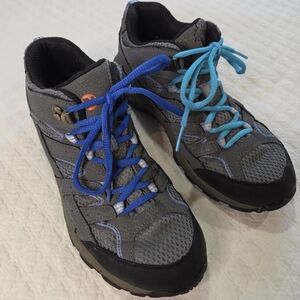 Merrell Moab 2 Boys Unisex Size 3.5 Blue Laces Hiking Shoes Outdoor